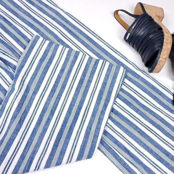 Michael Kors Blue White Stripe Wide Leg Pants 0 - Picture 10 of 12